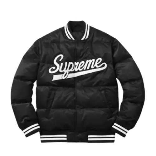 Supreme Script Varsity Puffy Jacket Black