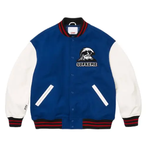 Supreme Wave Varsity Jacket Blue